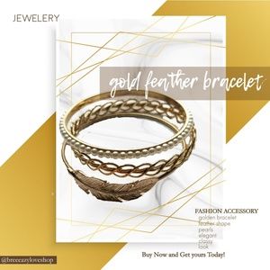 Gold feather bracelet